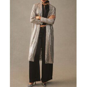 NWOT Anthropologie Mare Mare Sequin Duster Taupe Silver M